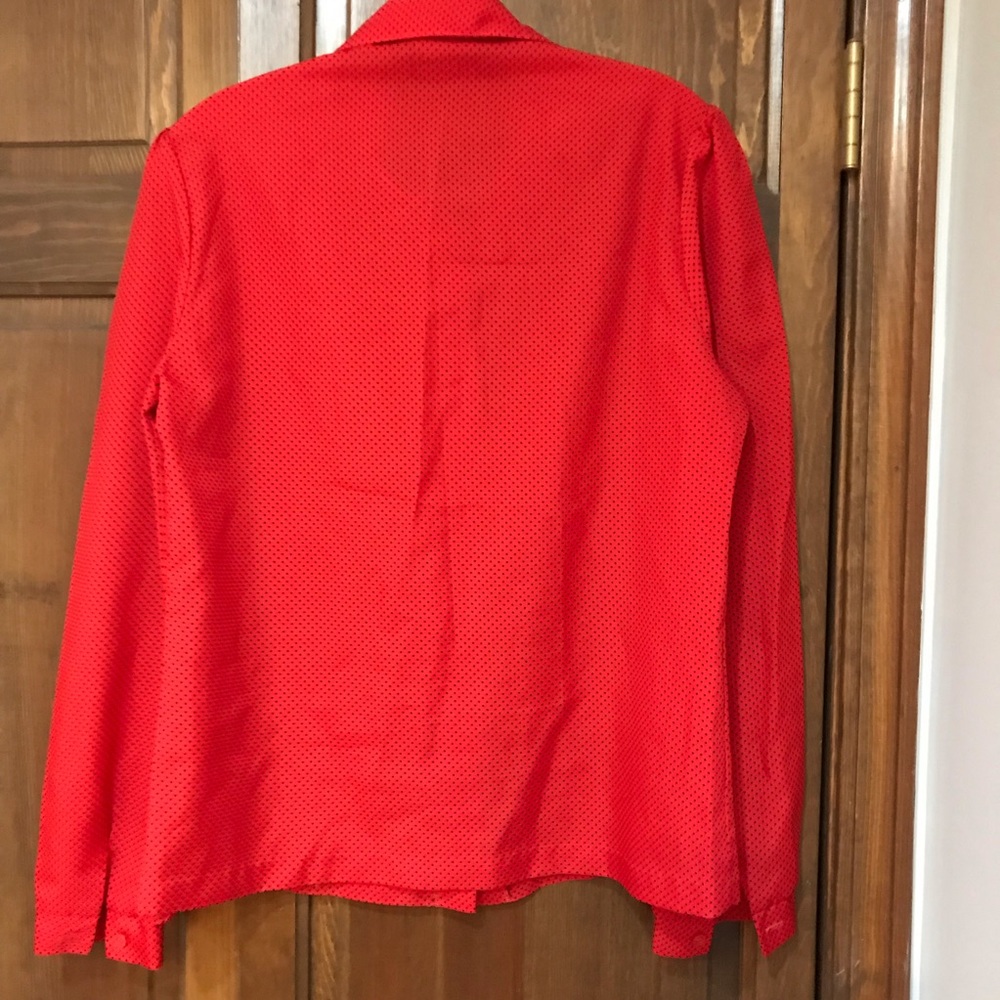 Vintage red button down blouse 80’s 70’s polka dot - Picture 4 of 9